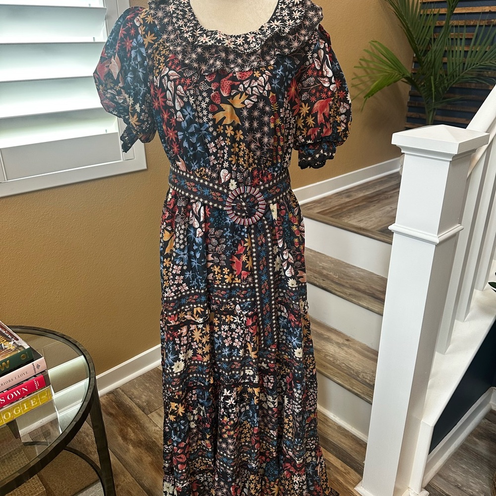 FARM Rio Black Puff Sleeve Sundress